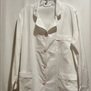 VINTAGE VICTORIA SECRET 2PCS WHITE COTTON PJ’S SZ S POCKET